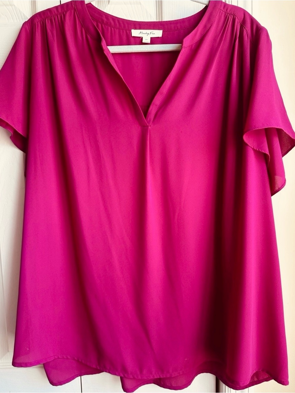 Lightweight Women's Magenta Split-Neck Blouse